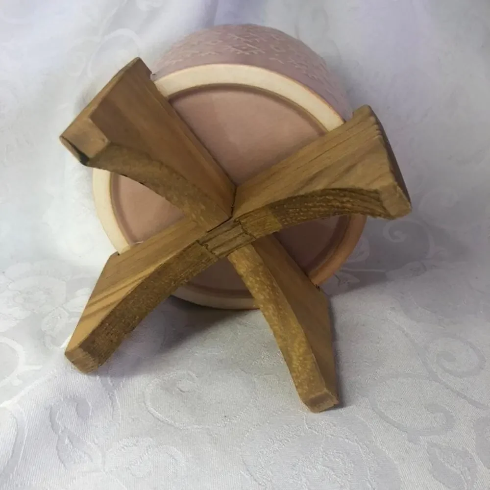 Geo Ceramic Planter 6.25" on Wooden stand - Picture 4 of 4